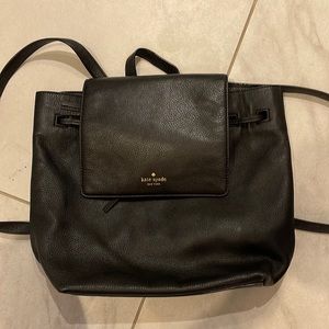 Kate Spade black leather medium backpack